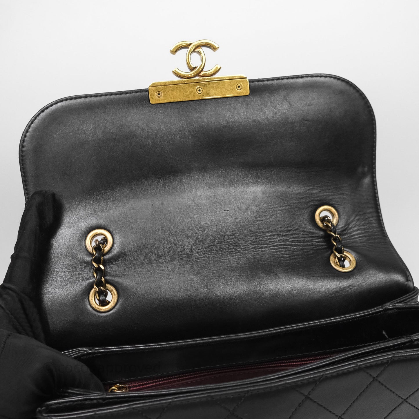 Chanel Quilted Flap Bag Black Calfskin Aged Gold Hardware