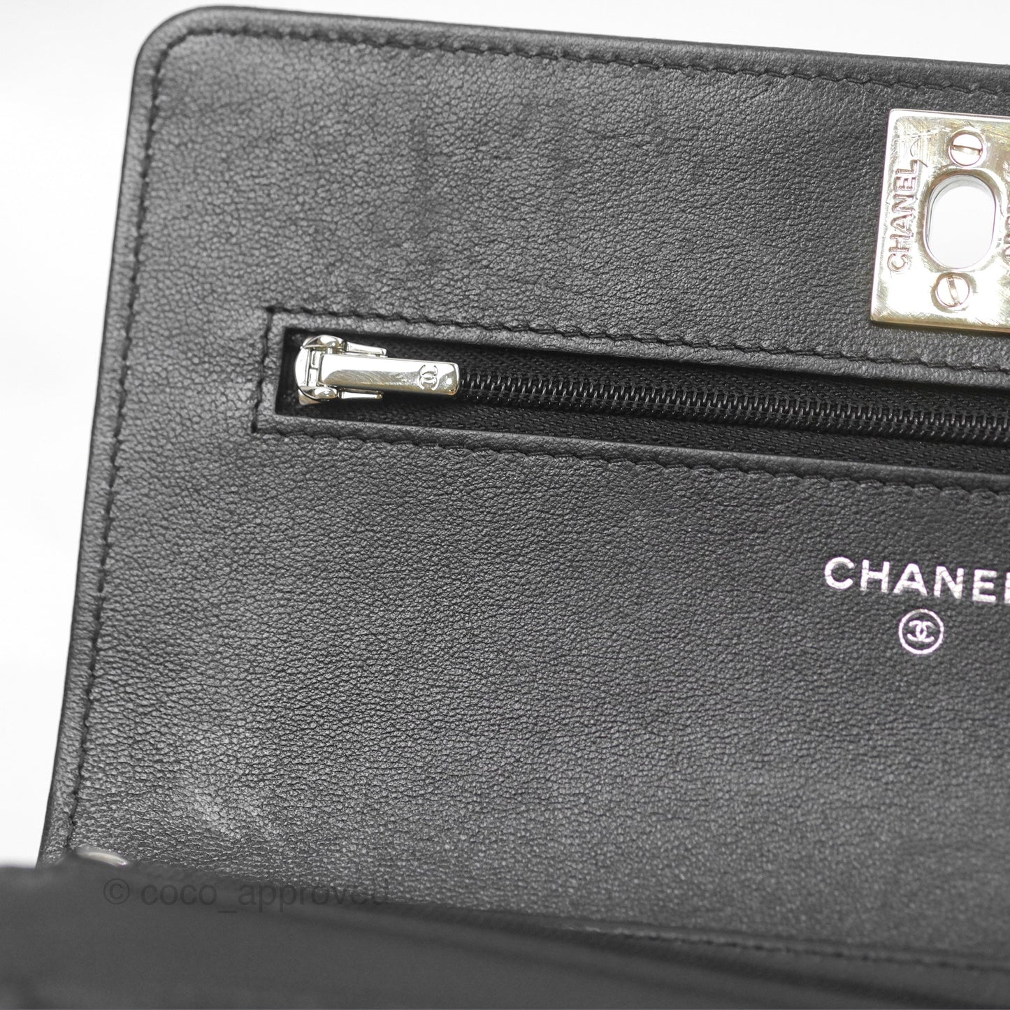 Chanel Gradient CC Wallet On Chain WOC Black Lambskin Silver Hardware 23K