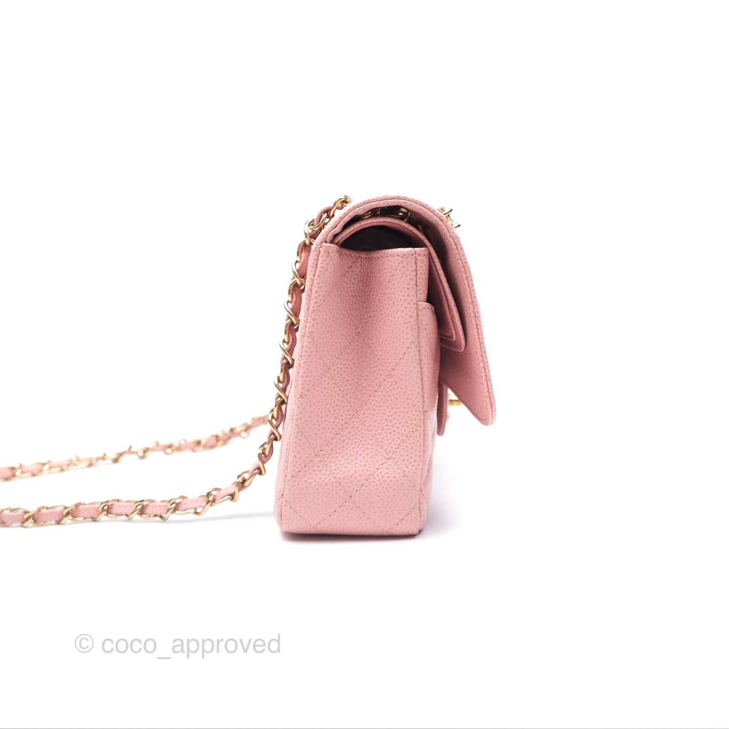 Chanel Vintage Classic M/L Medium Flap Quilted Sakura Pink Caviar 24K Gold Hardware