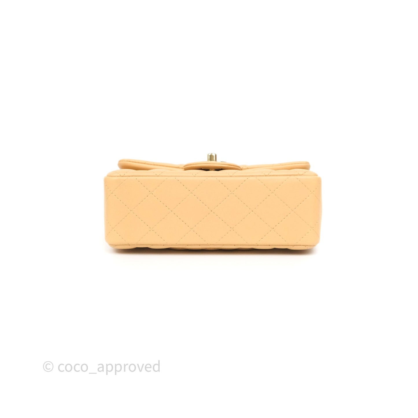 Chanel Mini Rectangular Quilted Beige Lambskin Gold Hardware