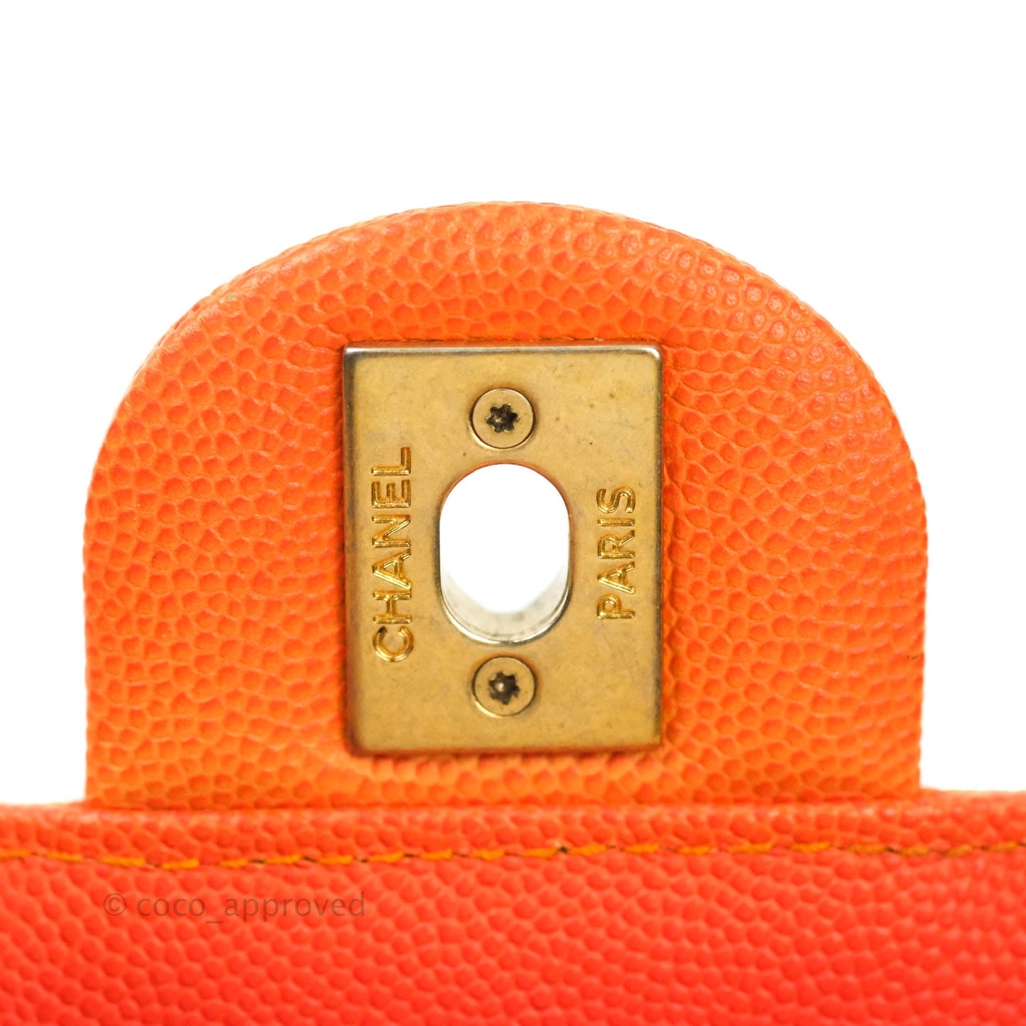 Chanel Quilted Sunset On The Sea Orange Flap Bag Caviar Aged Gold Hardware