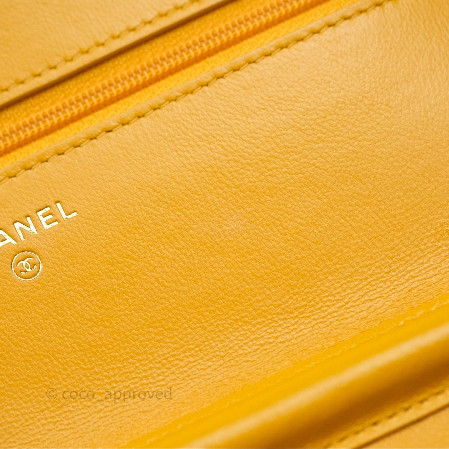 Chanel Quilted Classic Chain Around WOC Yellow Lambskin Aged Gold Hardware