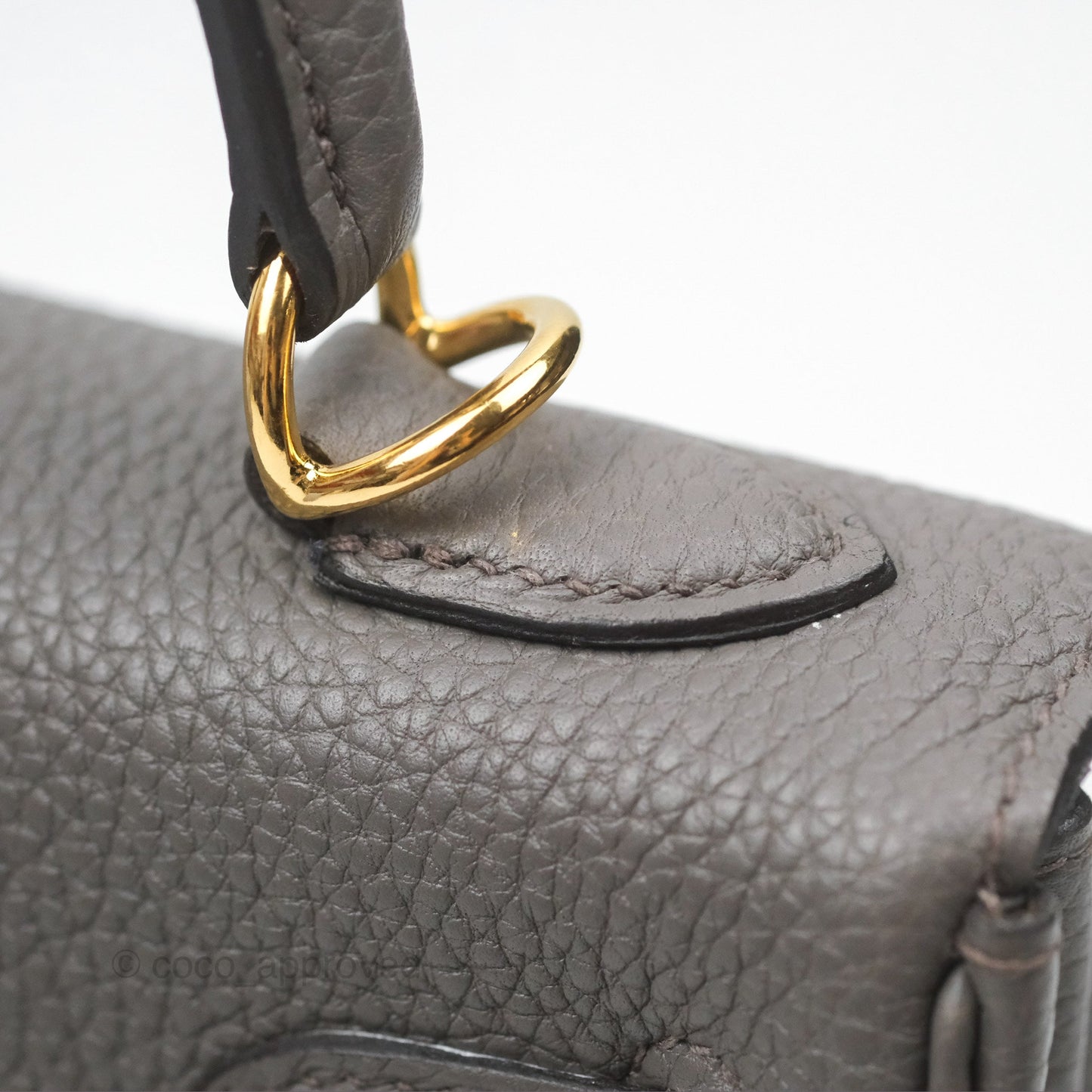 Hermès Retourne Kelly 25 Gris Etain 8F Togo Gold Hardware