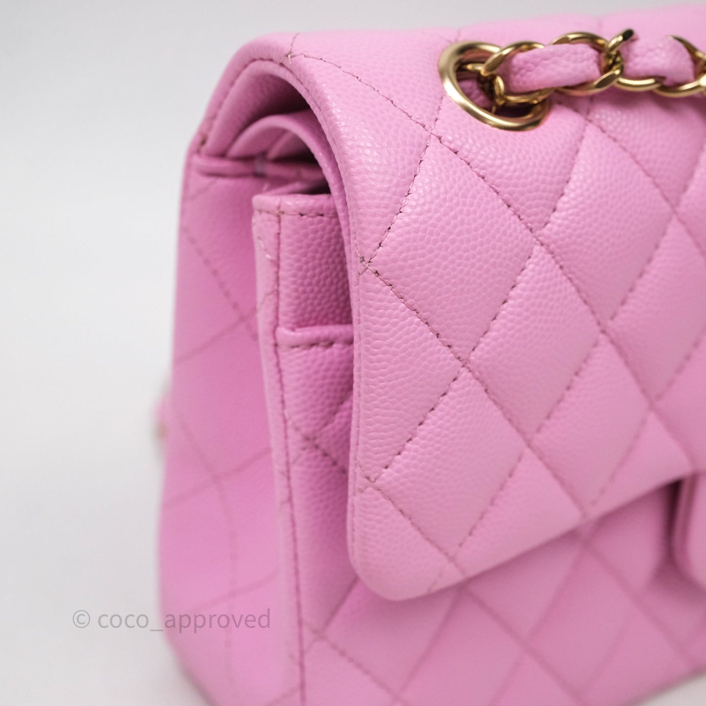 Chanel Small Classic Flap Quilted Pink Caviar Gold Hardware