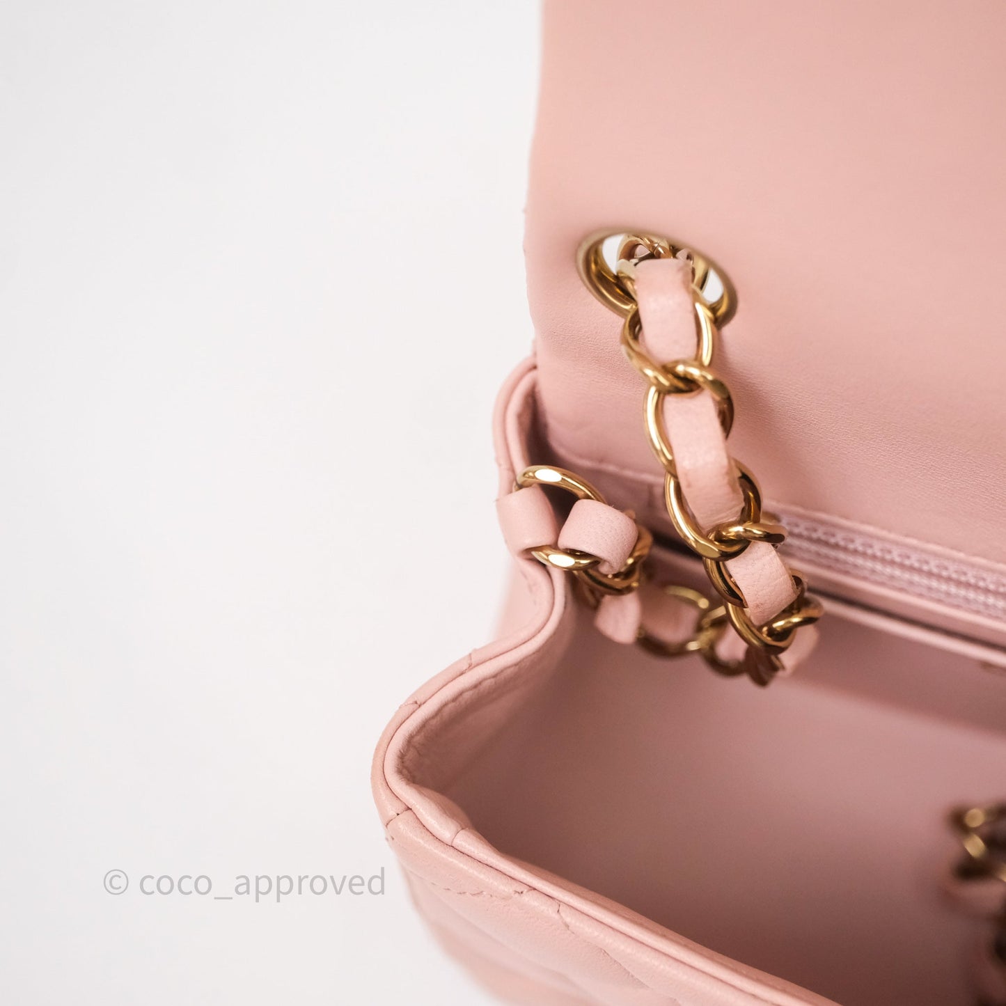 Chanel Mini Square Flap Quilted Pink Lambskin Gold Hardware