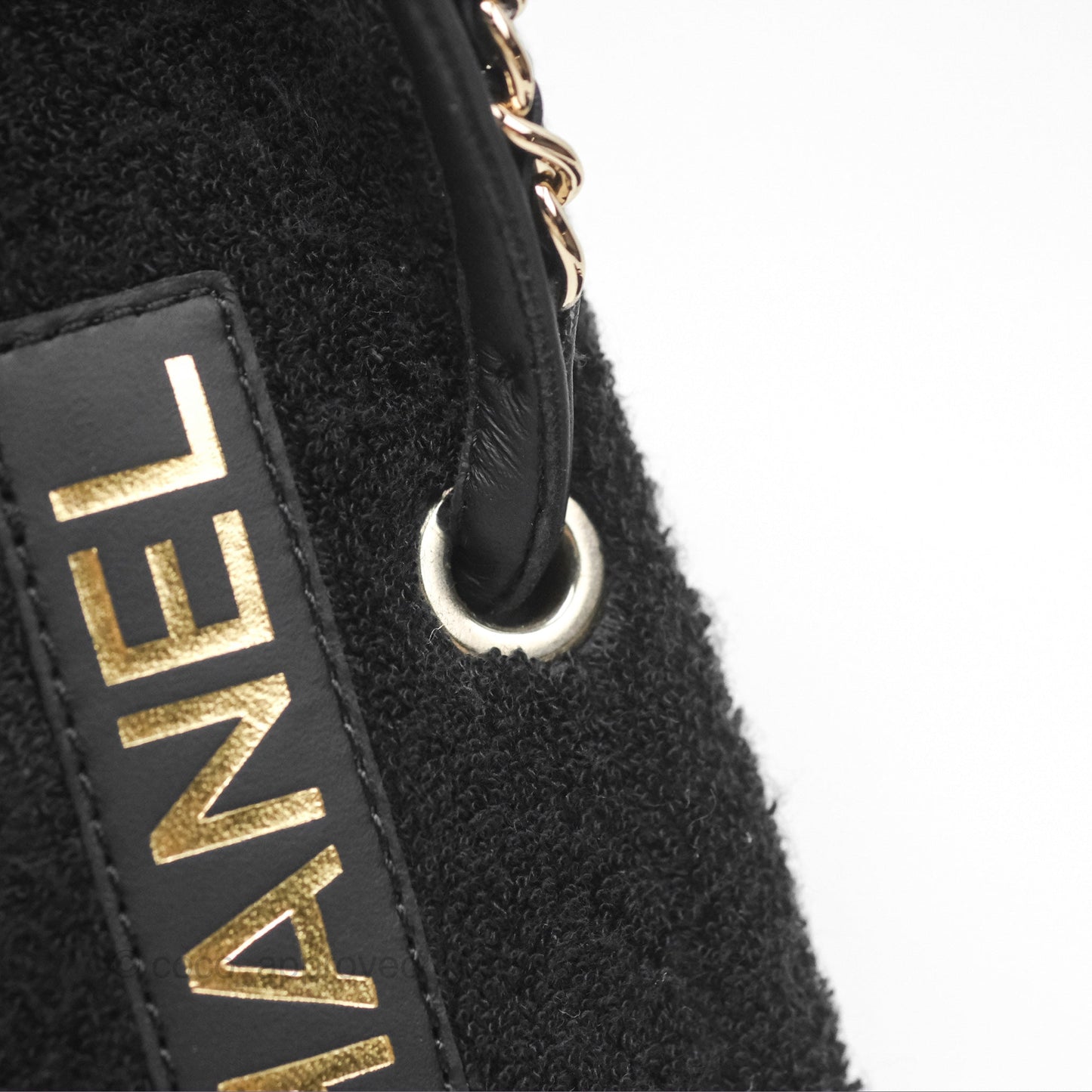 Chanel Chain Terry Slide Thong Sandals Black Size 39