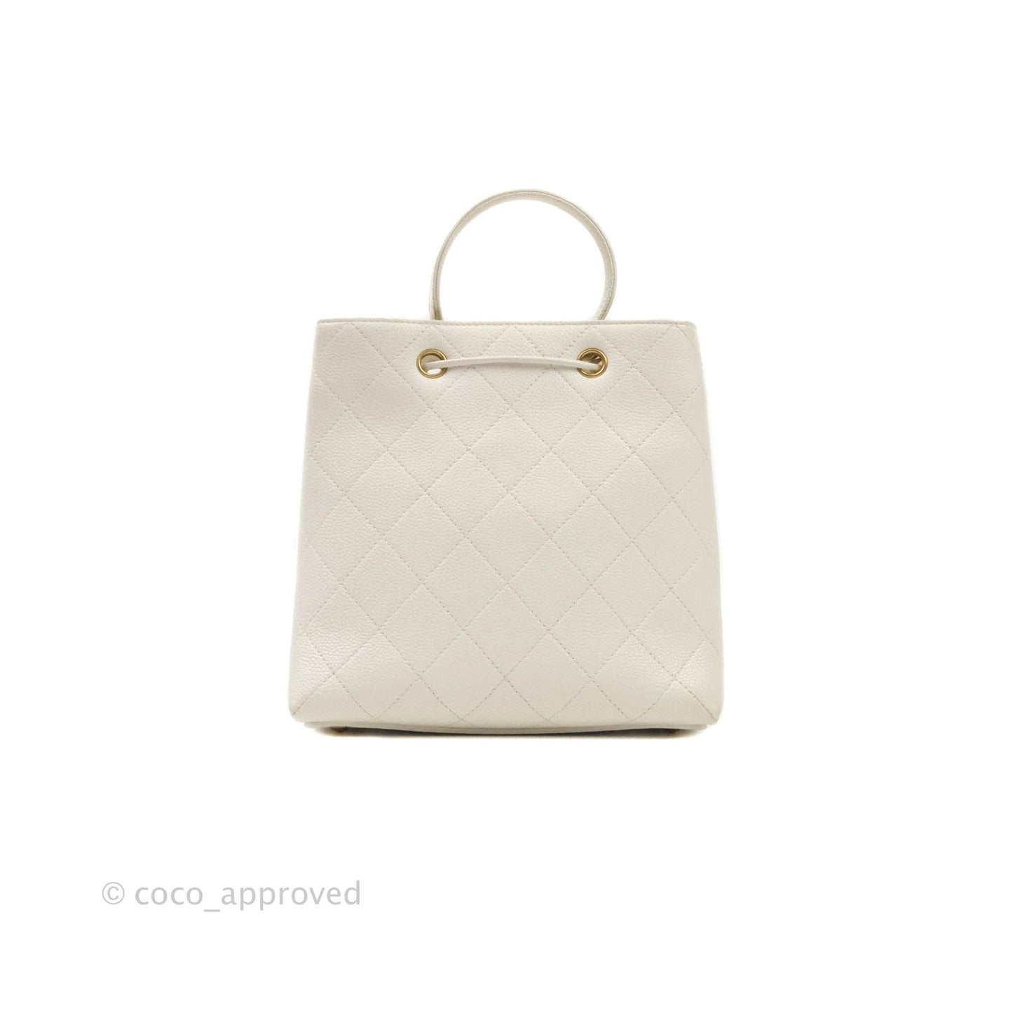 Chanel Grained Calfskin Ivory Drawstring Bucket Bag Aged Gold Hardware