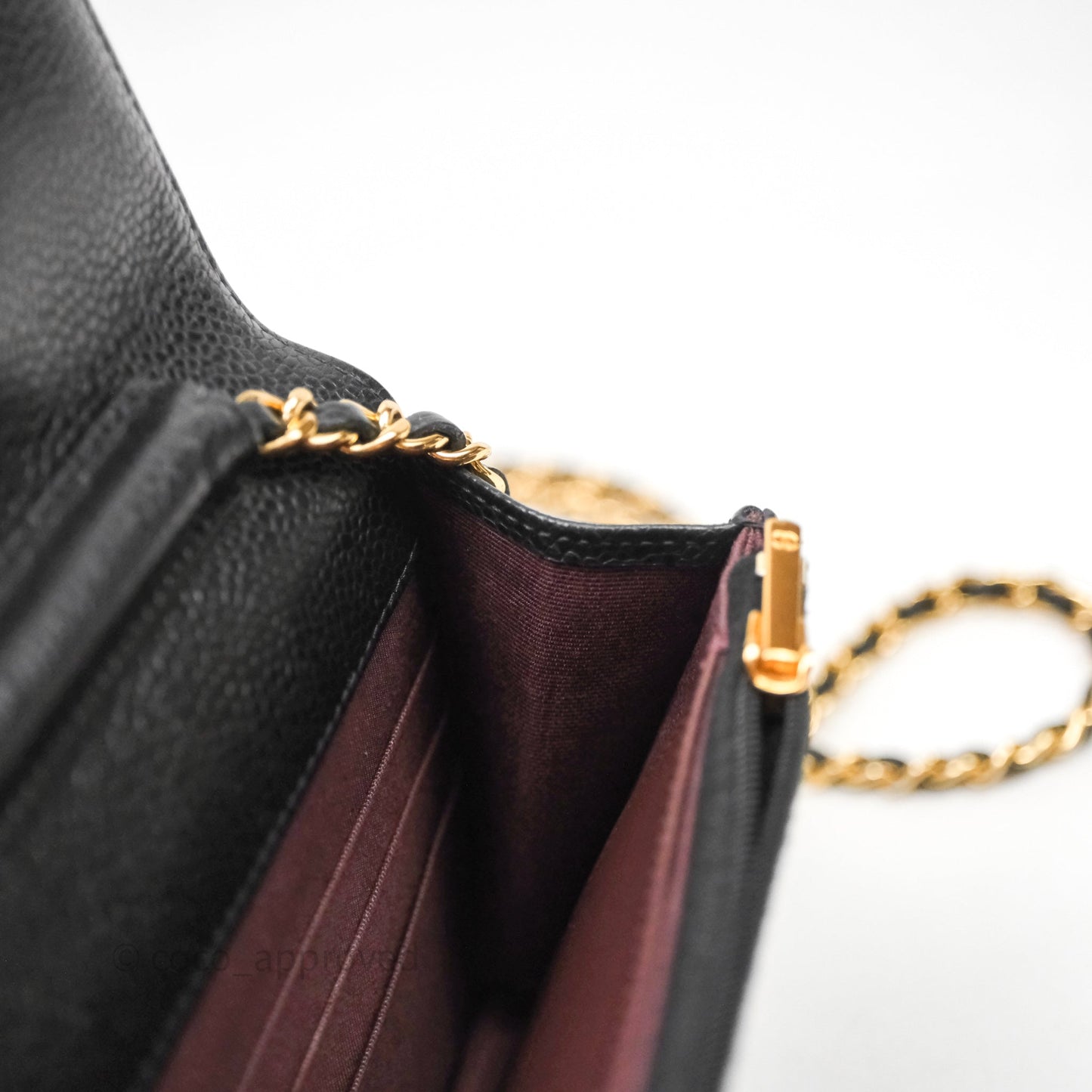 Chanel Classic Wallet On Chain WOC Quilted Black Caviar Gold Hardware