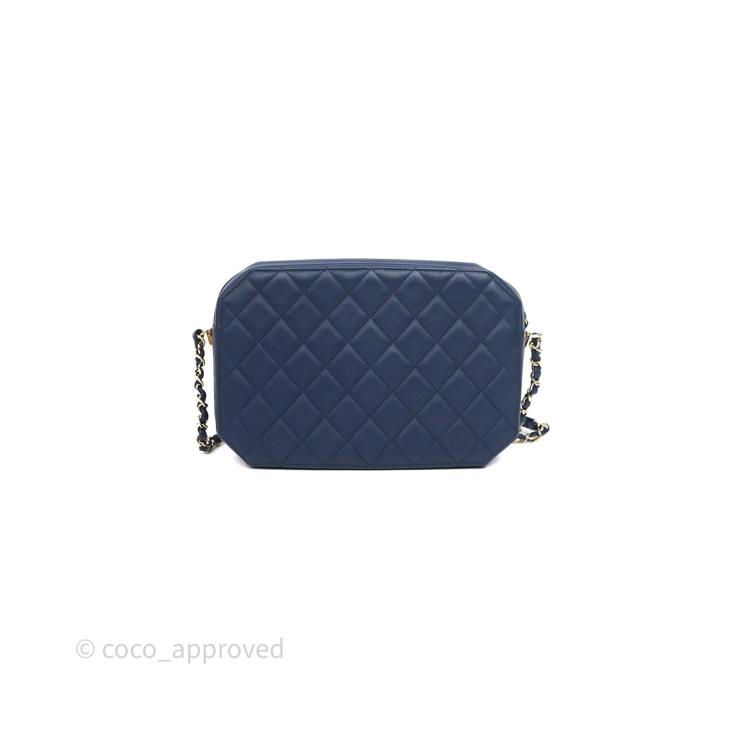 Chanel CC Octagon Camera Case Lambskin Navy Gold Hardware