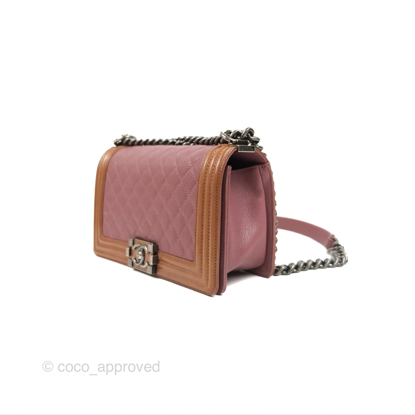 Chanel Quilted Medium Boy Plum Pink Calfskin Ruthenium Hardware