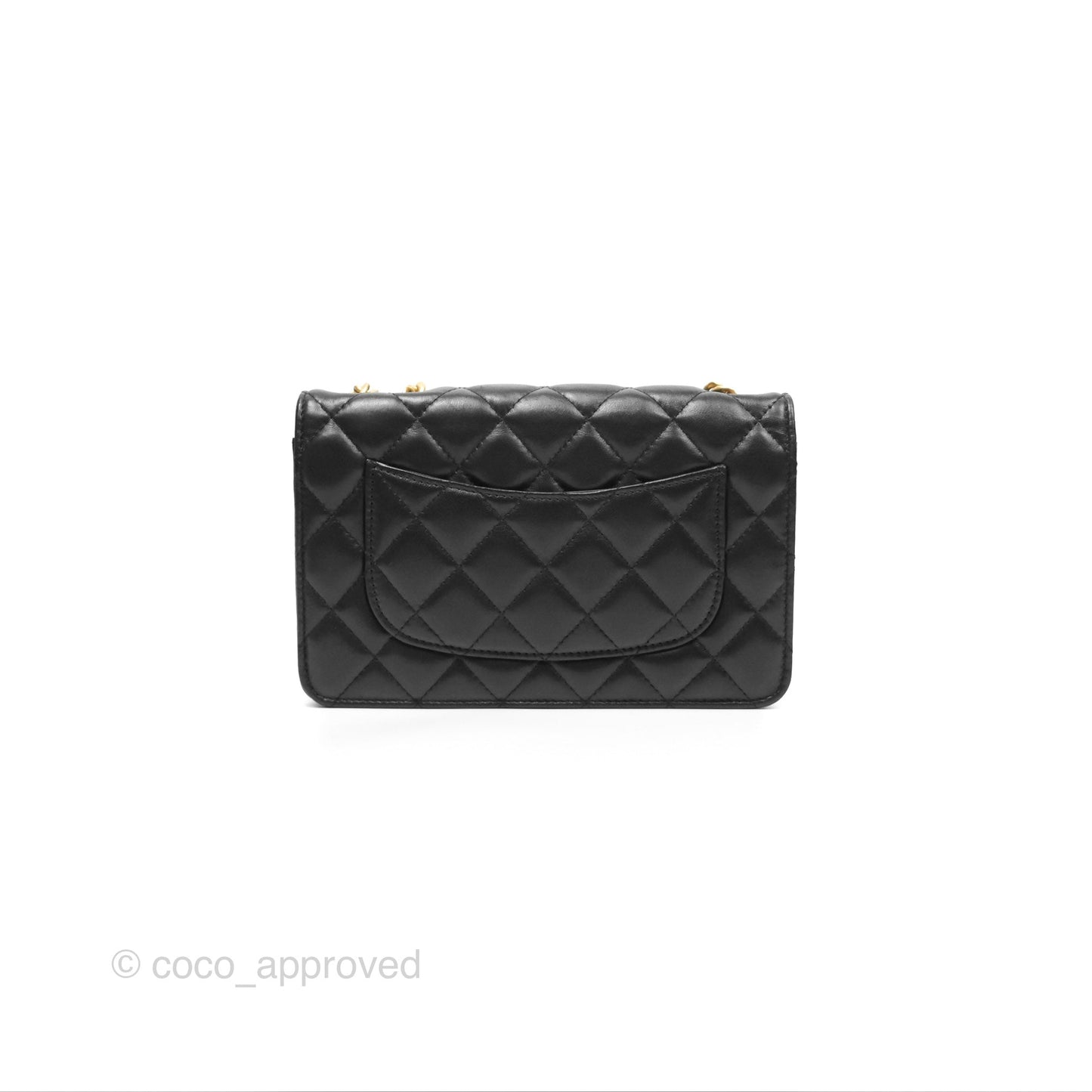 Chanel All Slide Wallet on Chain WOC Adjustable Chain Quilted Black Lambskin 22K