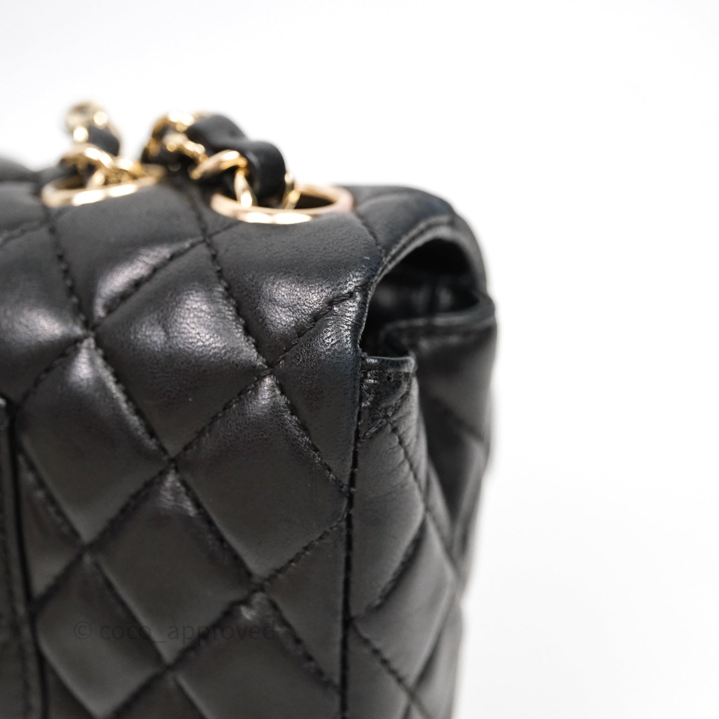 Chanel Quilted East West With Charm Flap Bag Lambskin Black Gold Hardware