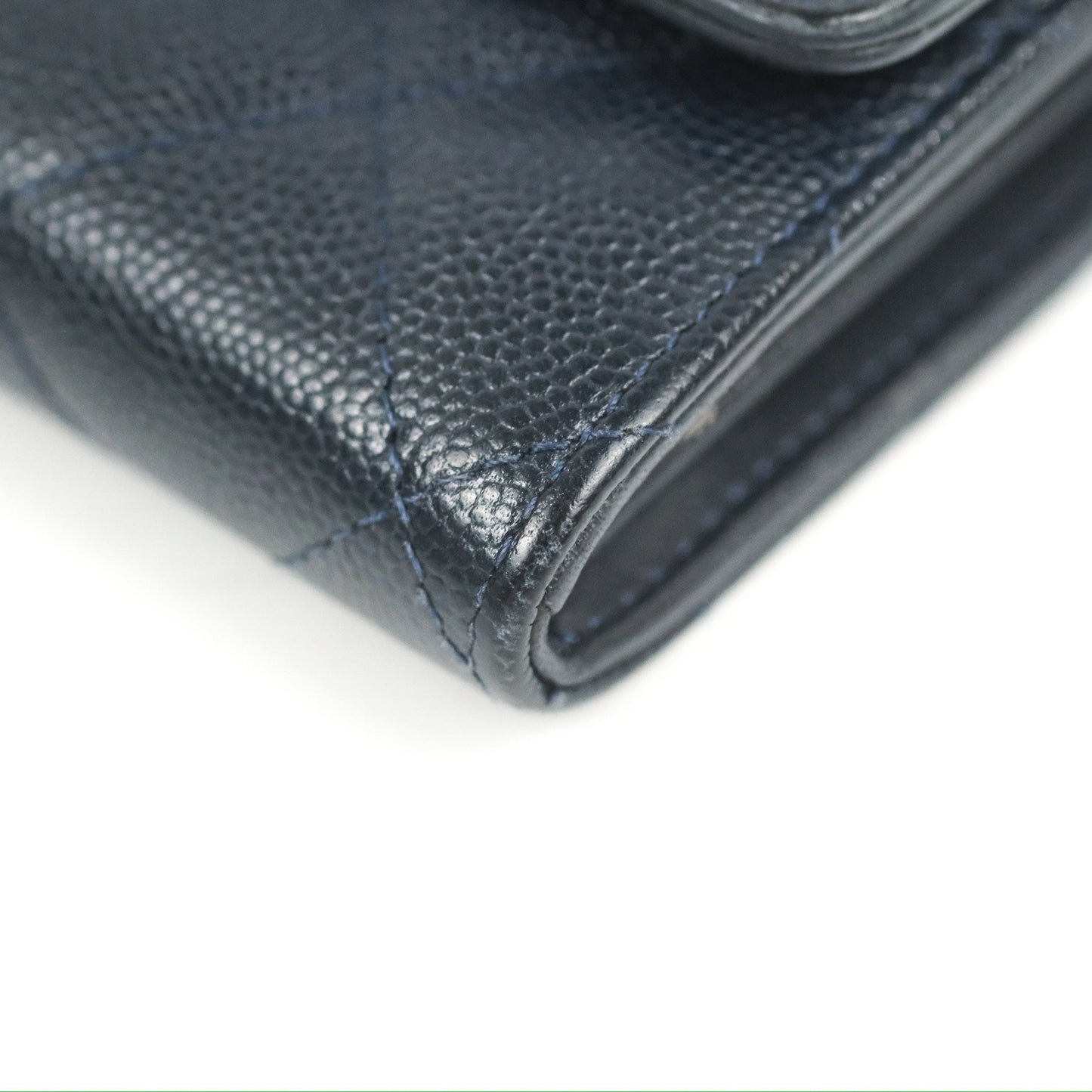 Chanel CC Filigree Small Flap Wallet Navy Caviar Gold Hardware