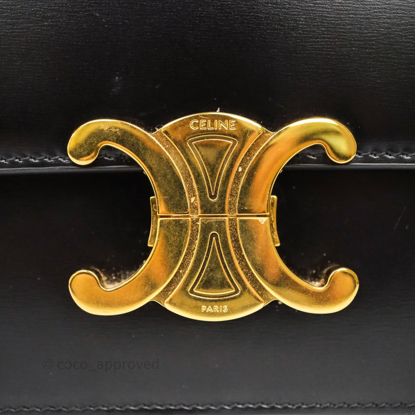 Celine Teen Triomphe Bag Black Shiny Calfskin Gold Hardware