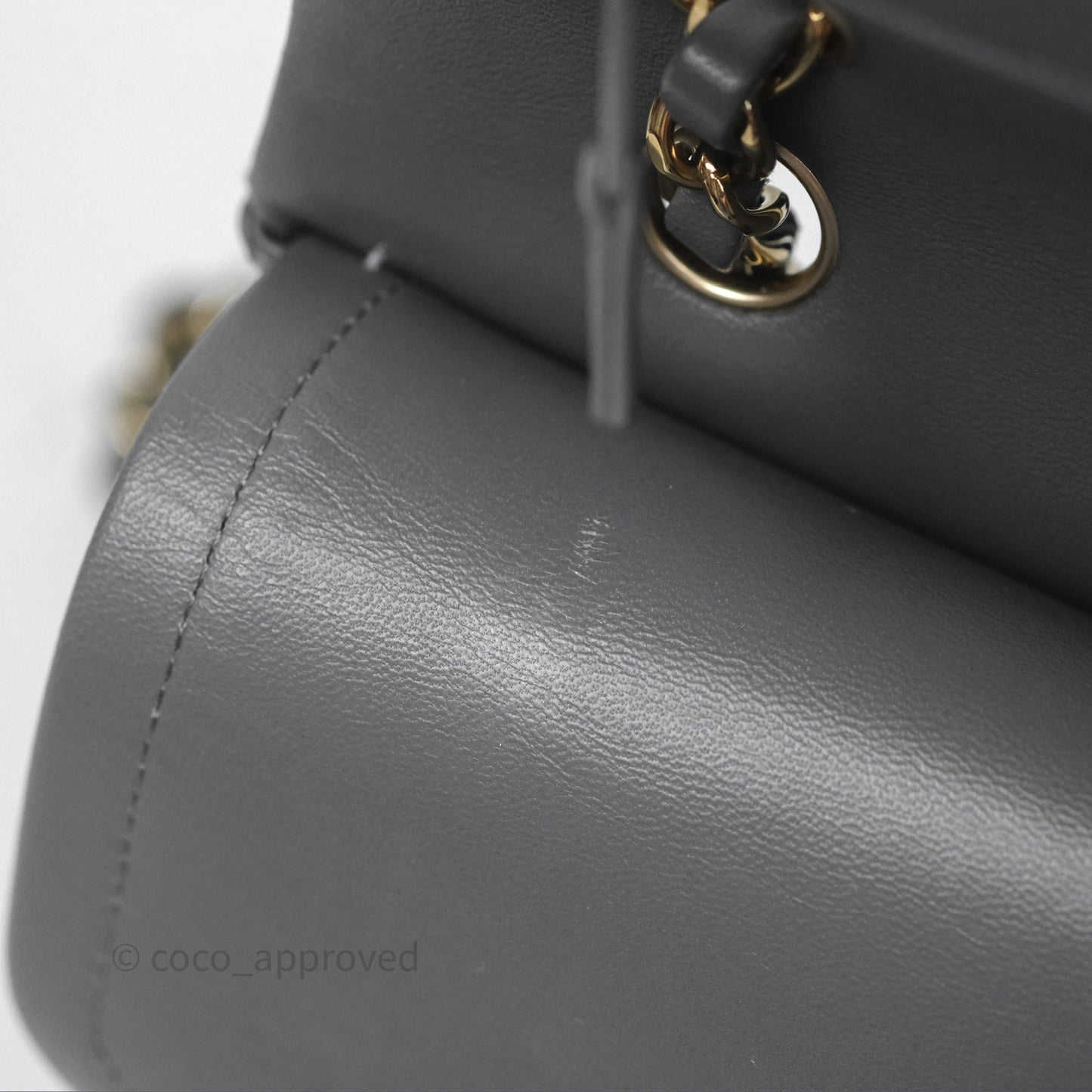 Chanel Classic M/L Medium Flap Quilted Grey Lambskin Gold Hardware