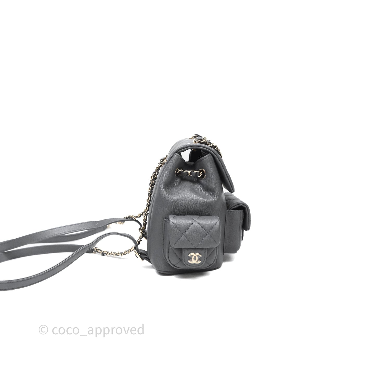 Chanel Small Duma Backpack Dark Grey Caviar Gold Hardware 23K