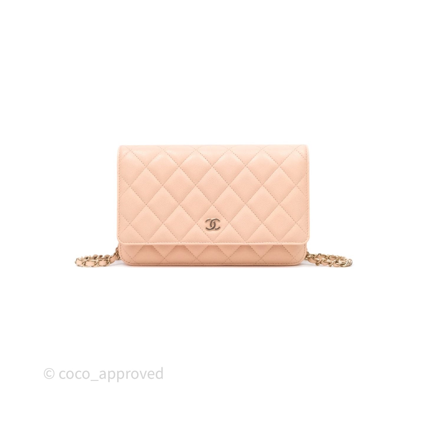 Chanel Quilted Classic Wallet on Chain WOC Pink Caviar Gold Hardware