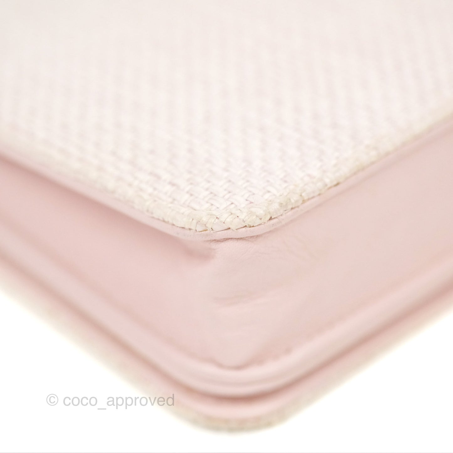 Chanel Deauville Wallet On Chain WOC Pink Canvas Silver Hardware