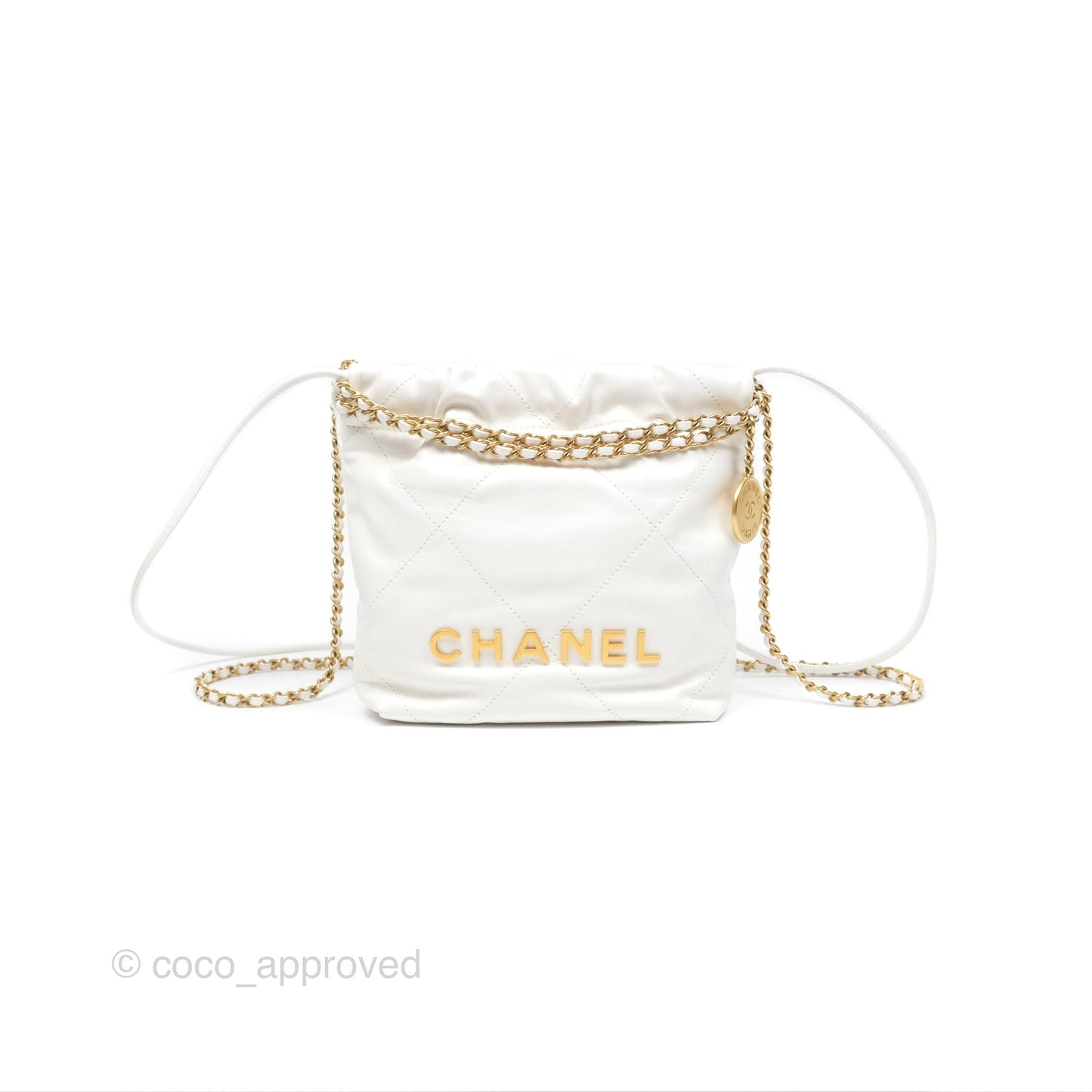Chanel 22 Mini Bag White Shiny Crumpled Calfskin