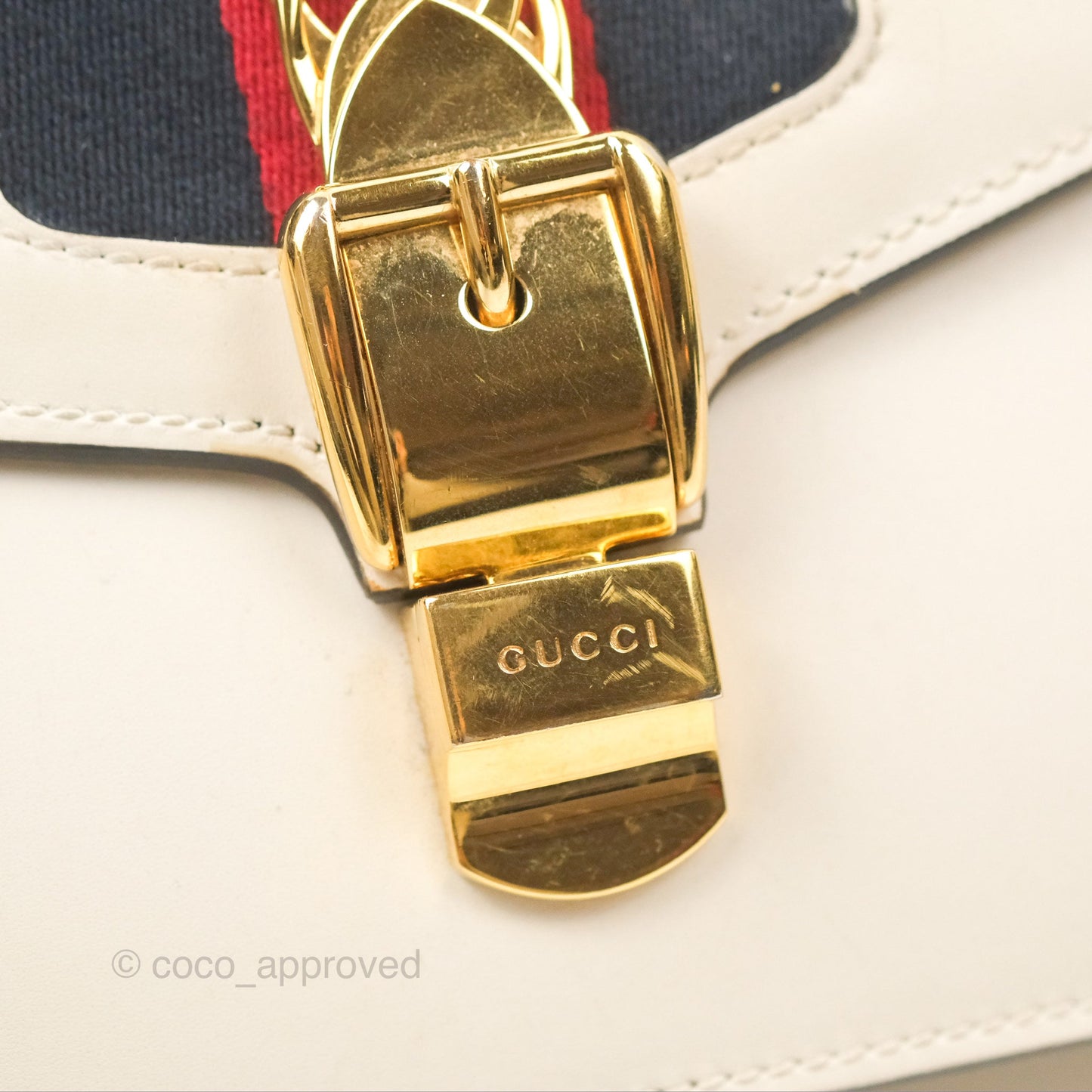 Gucci Calfskin Small Sylvie Shoulder Bag White