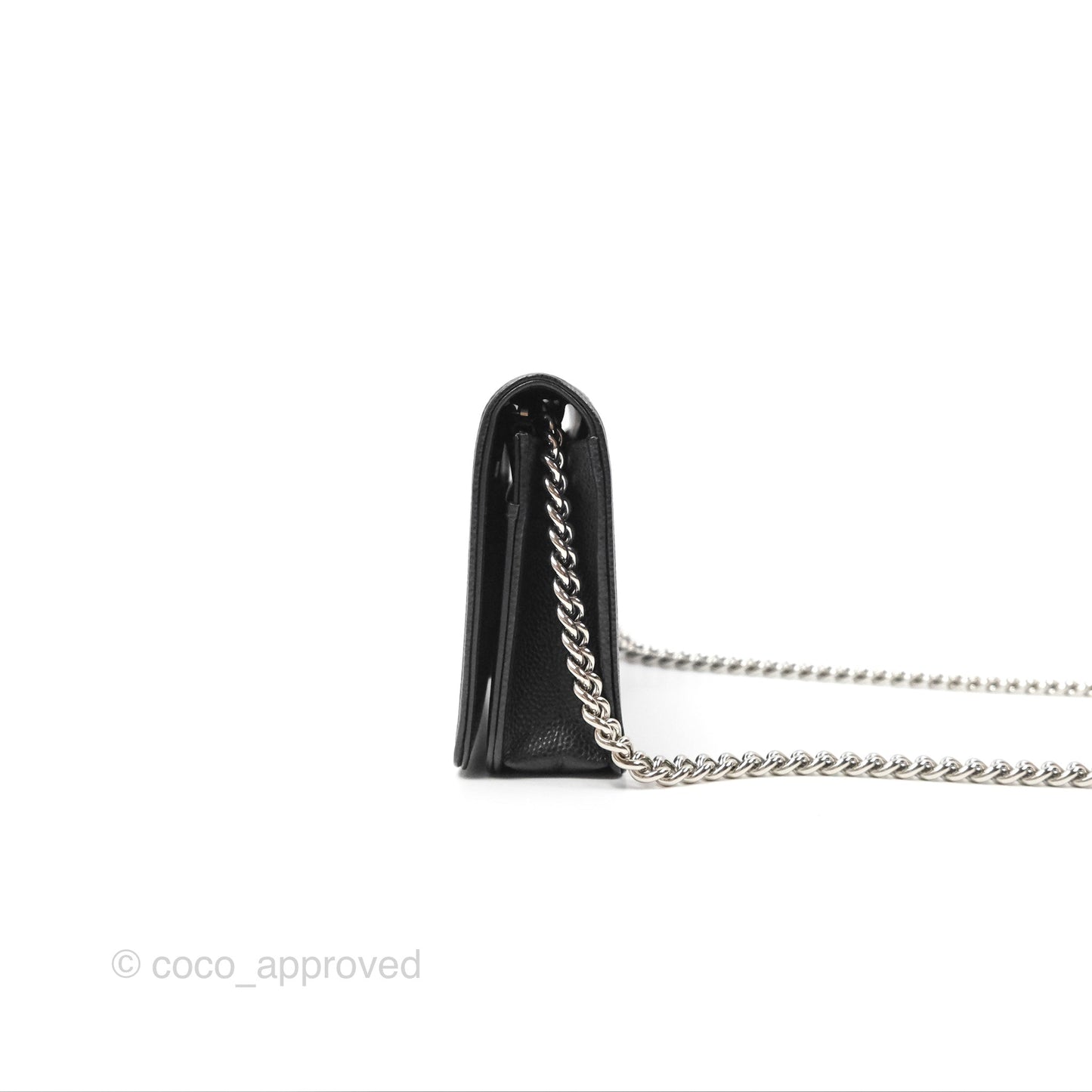 Chanel Chevron Boy Wallet on Chain WOC Black Caviar Silver Hardware