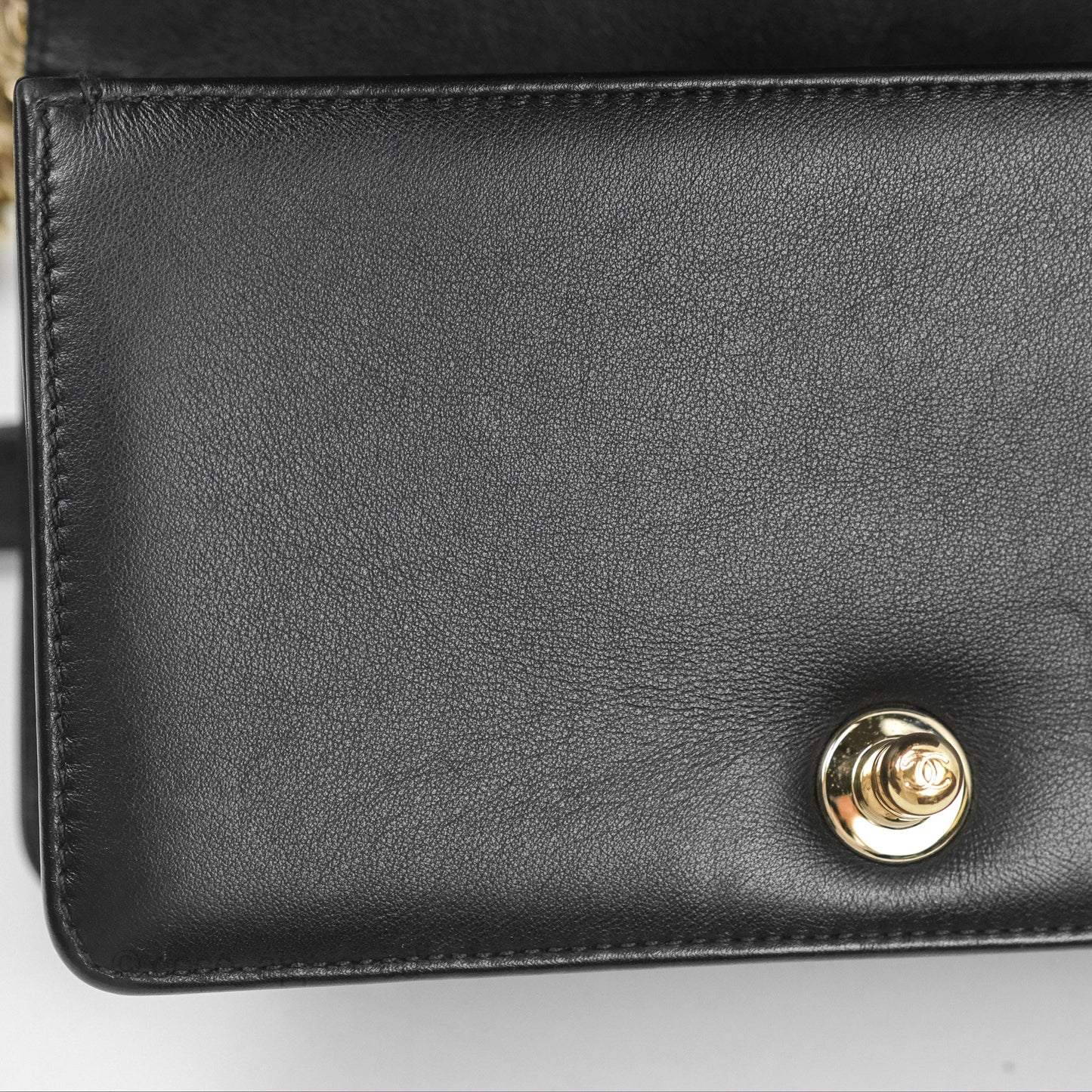 Chanel Chevron Small Boy Black Calfskin Gold Hardware