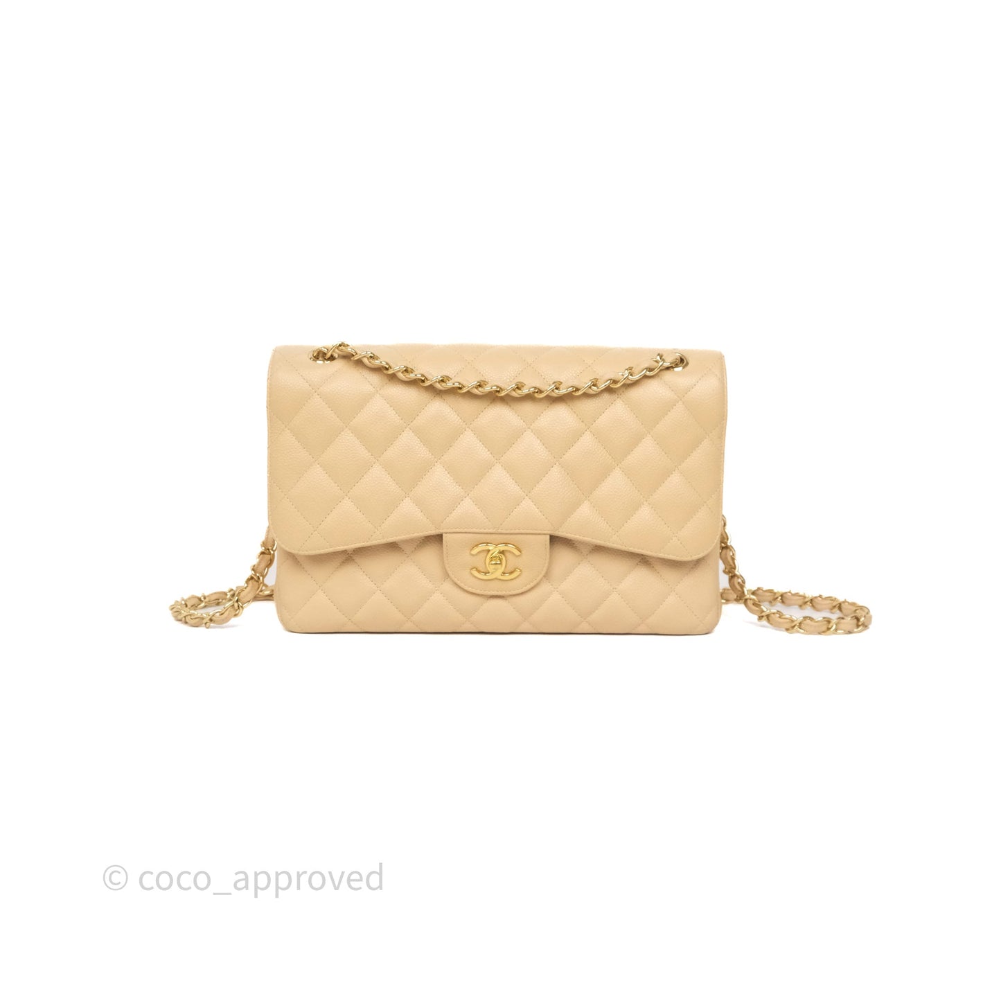 Chanel Jumbo Double Flap Beige Caviar Gold Hardware⁣⁣