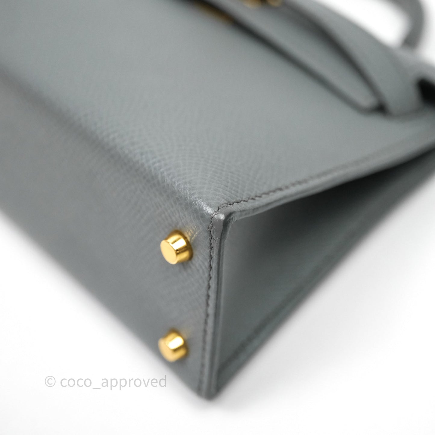 Hermès Mini Kelly Vert Amande 63 Epsom Gold Hardware