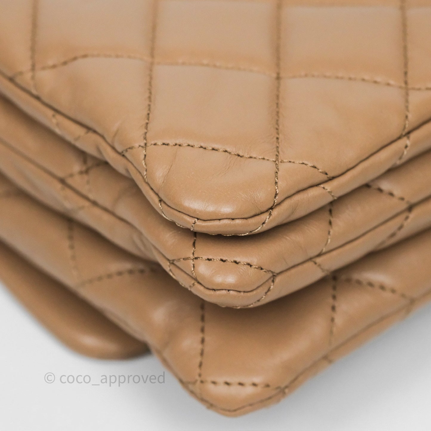 Chanel Medium All Slide Adjustable Chain Flap Bag Beige Lambskin Aged Gold Hardware
