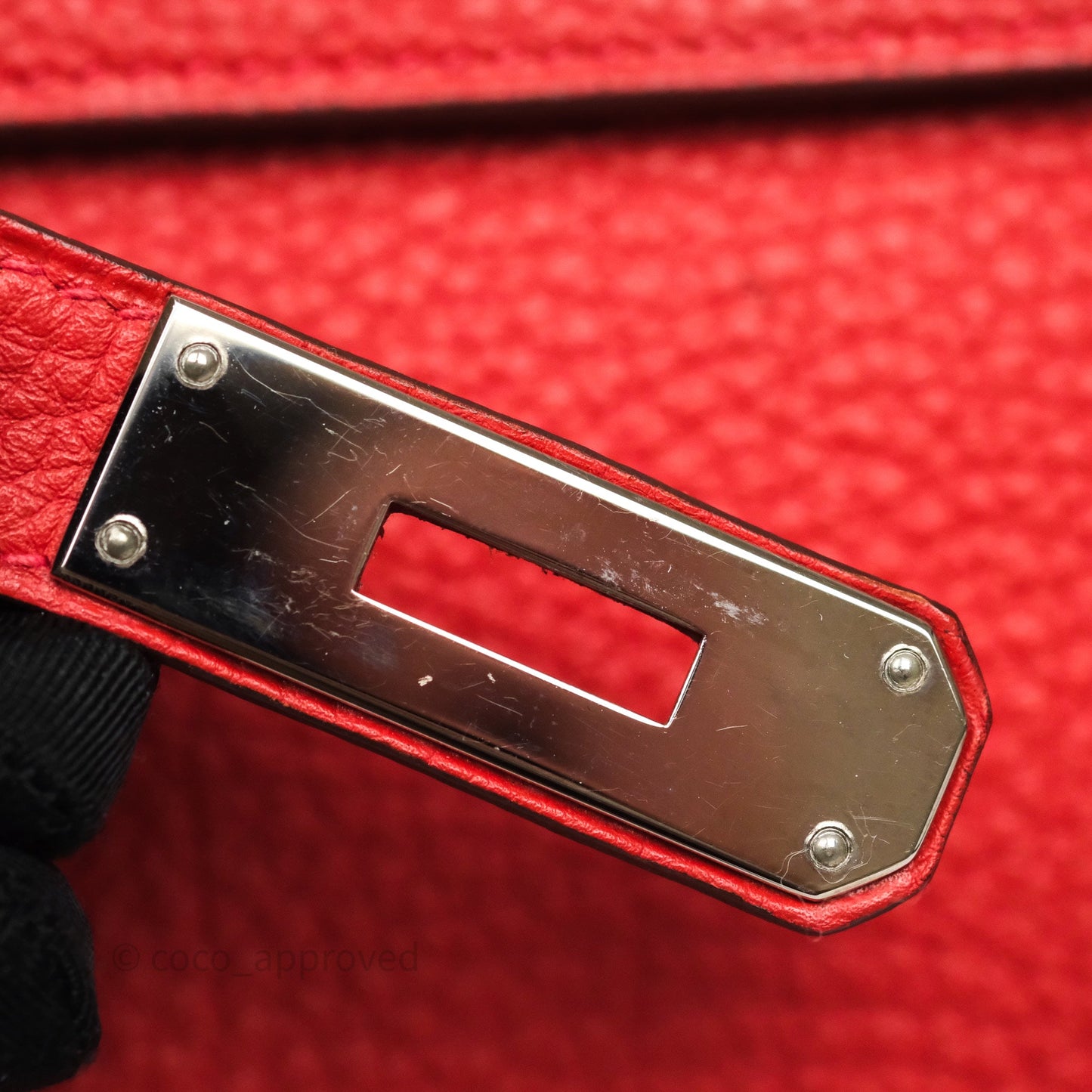 Hermès Kelly 35 Retourne Red Togo Palladium Hardware