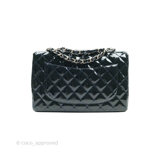 Chanel Jumbo Single Flap Teal Blue Patent Silver Hardware