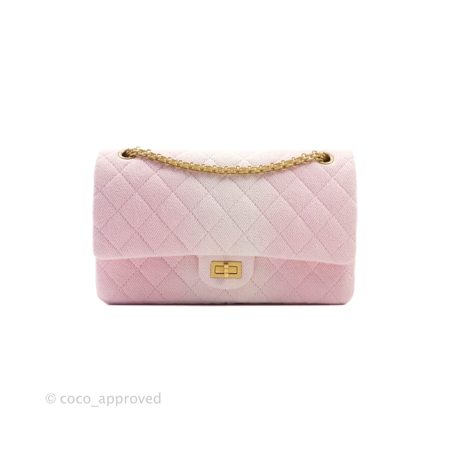 Chanel Reissue 226 Light Pink Fabric Aged Gold Hardware