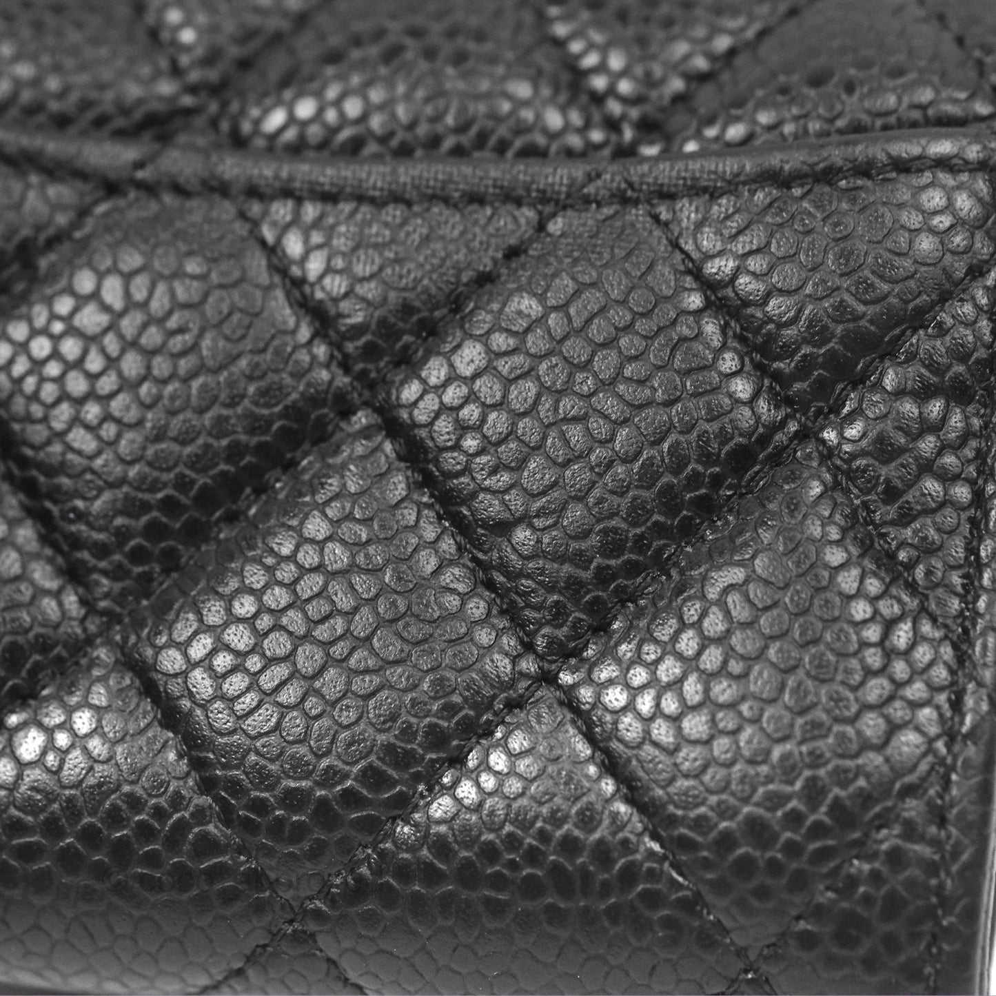 Chanel Quilted Flap Card Holder Black Caviar Silver Hardware