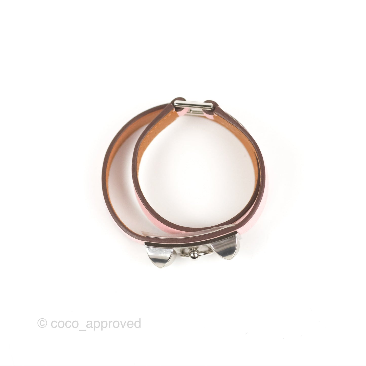 Hermès Rivale Double Tour Bracelet Rose Sakura Swift Palladium Hardware