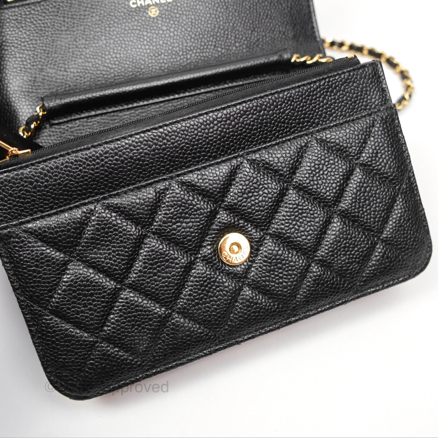 Chanel Quilted Classic Wallet On Chain WOC Black Caviar Gold Hardware