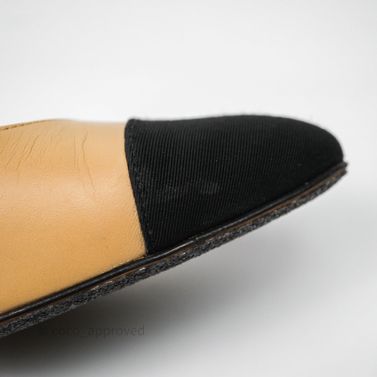 Chanel Classic Slingback Beige Black Leather Size 36