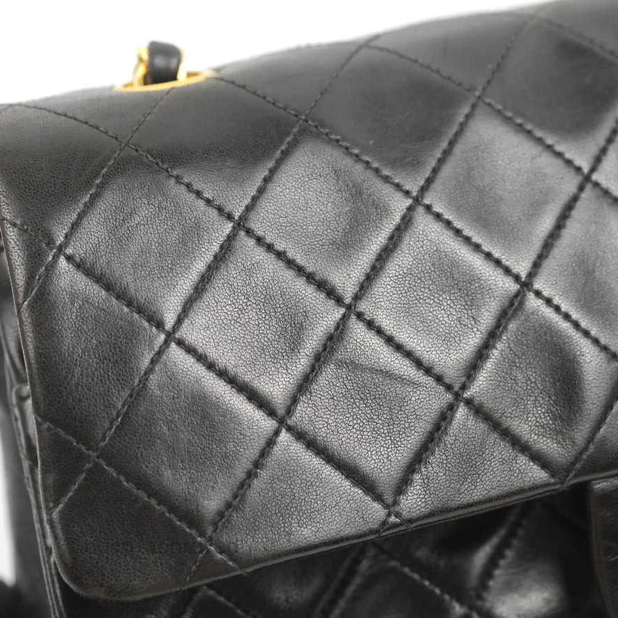 Chanel Classic Vintage Medium Flap Black Lambskin 24K Gold Hardware