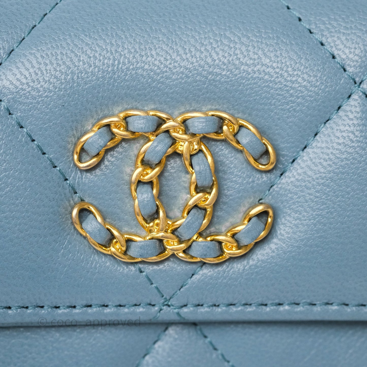 Chanel 19 Short Flap Wallet Cloud Blue Lambskin