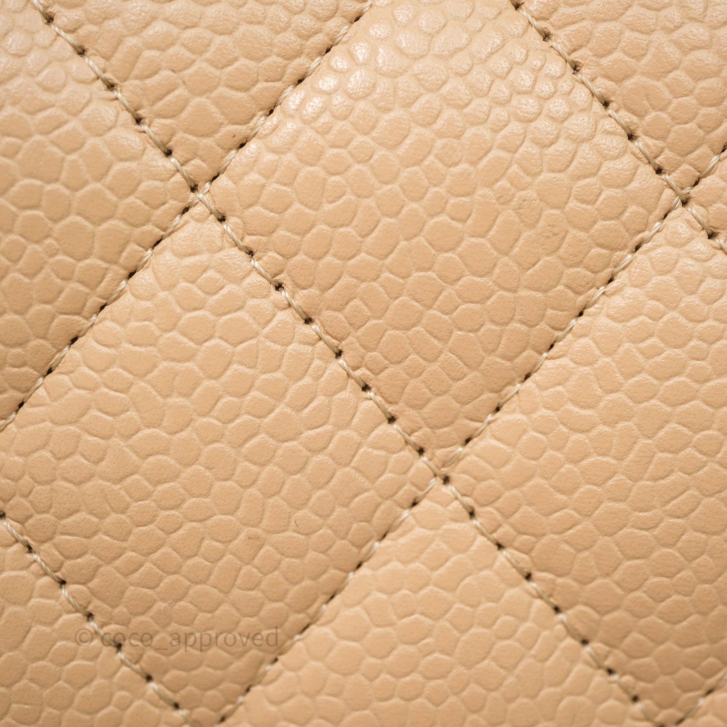 Chanel Classic M/L Medium Flap Quilted Beige Caviar Gold Hardware