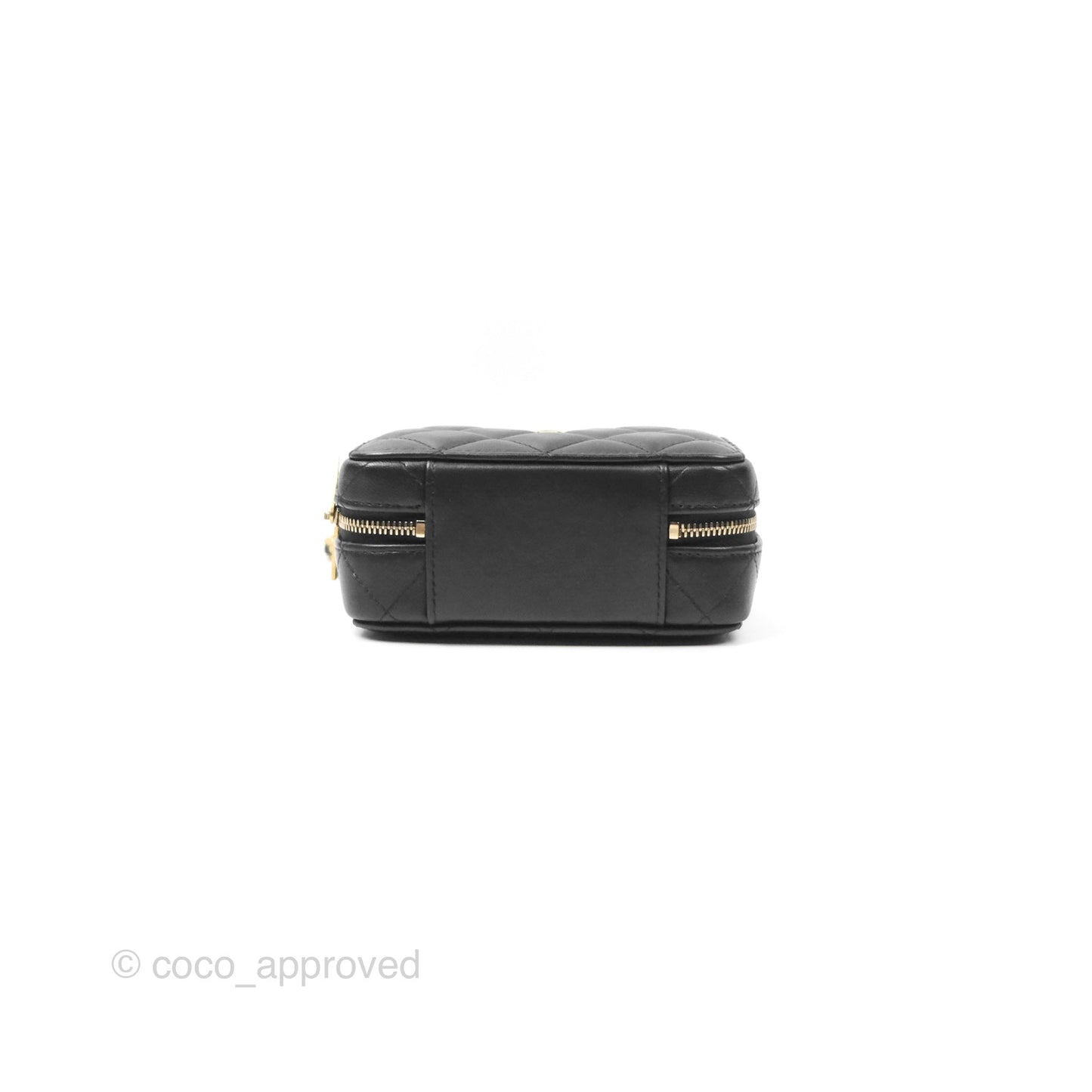 Chanel Top Handle Vanity Case Black Lambskin Aged Gold Hardware 22A