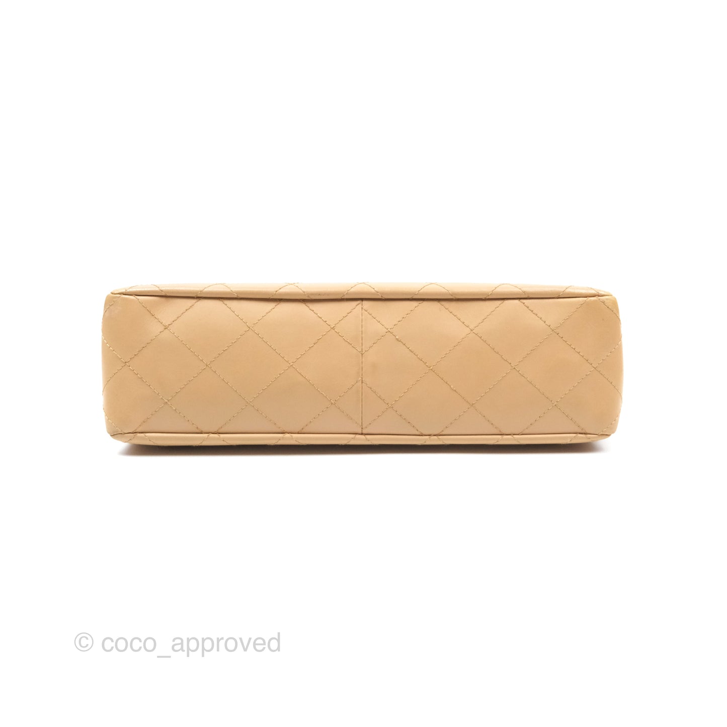Chanel Vintage Jumbo Beige Flap Bag Lambskin Enamel Hardware