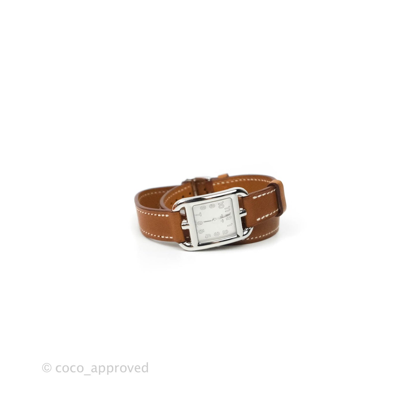 Hermès Cape Cod Steel Watch in Natural Calfskin Strap