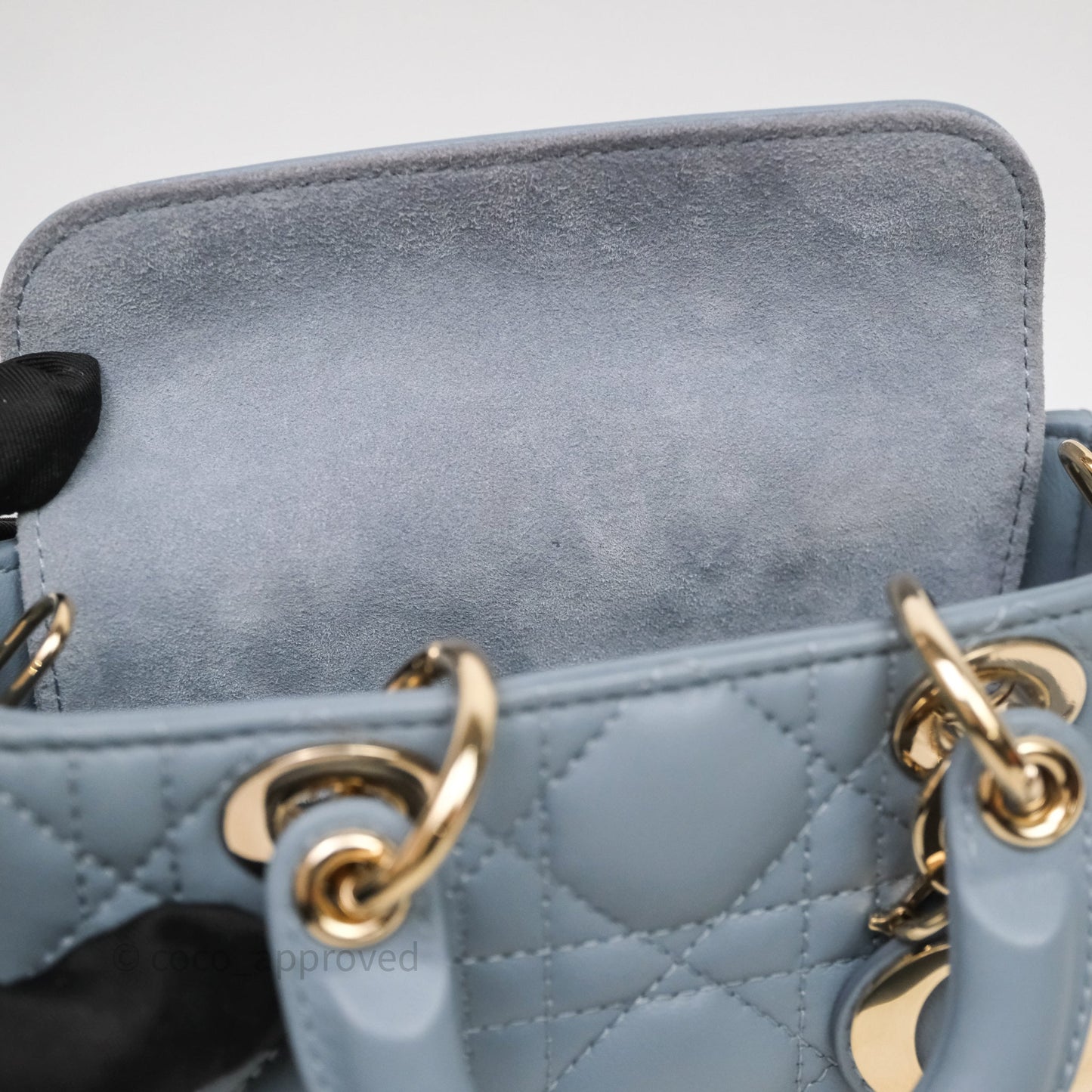 Christian Dior Micro Lady D-Joy Bag Blue Cannage Lambskin Light Gold Hardware