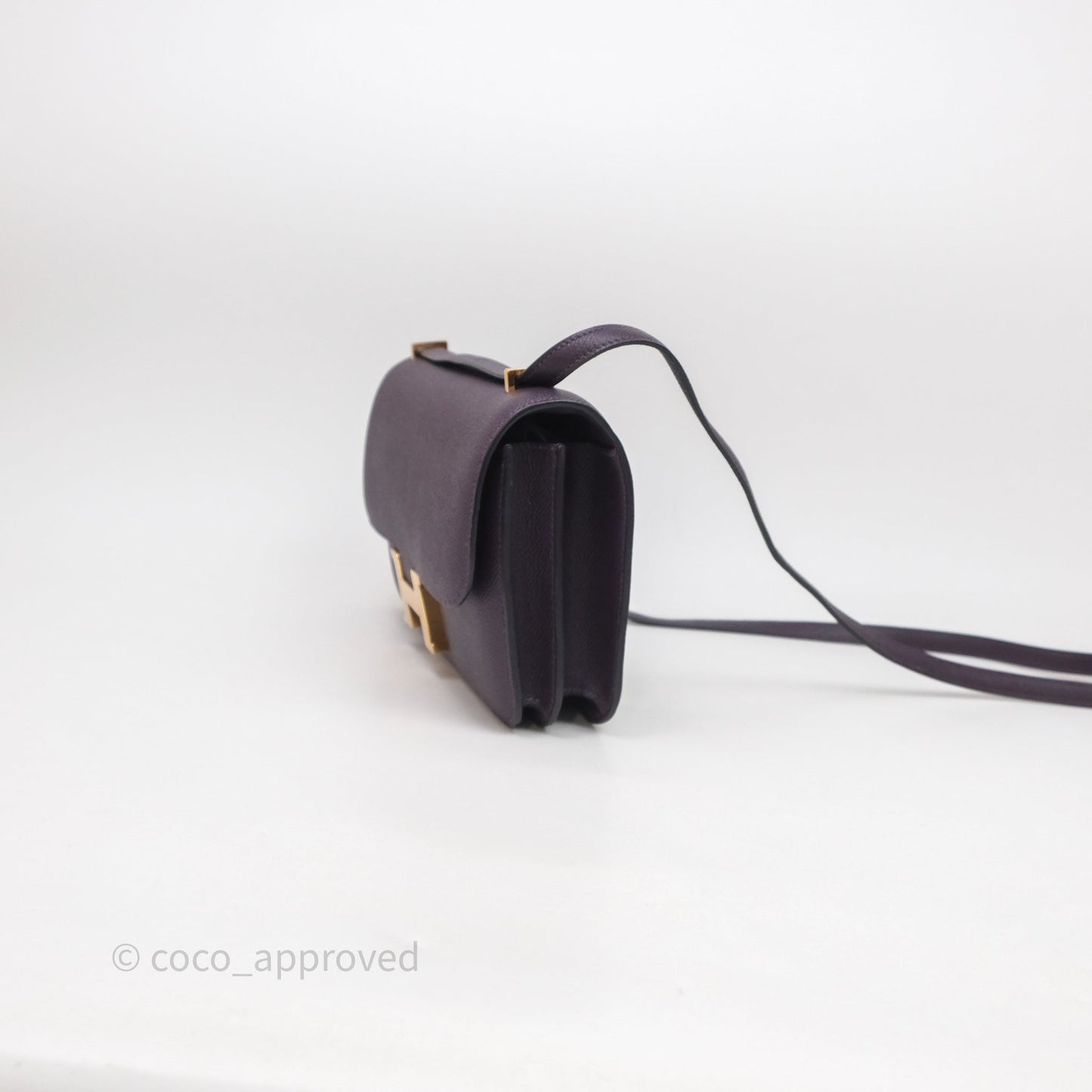 Hermès Constance Elan Raisin 59 Epsom Gold Hardware