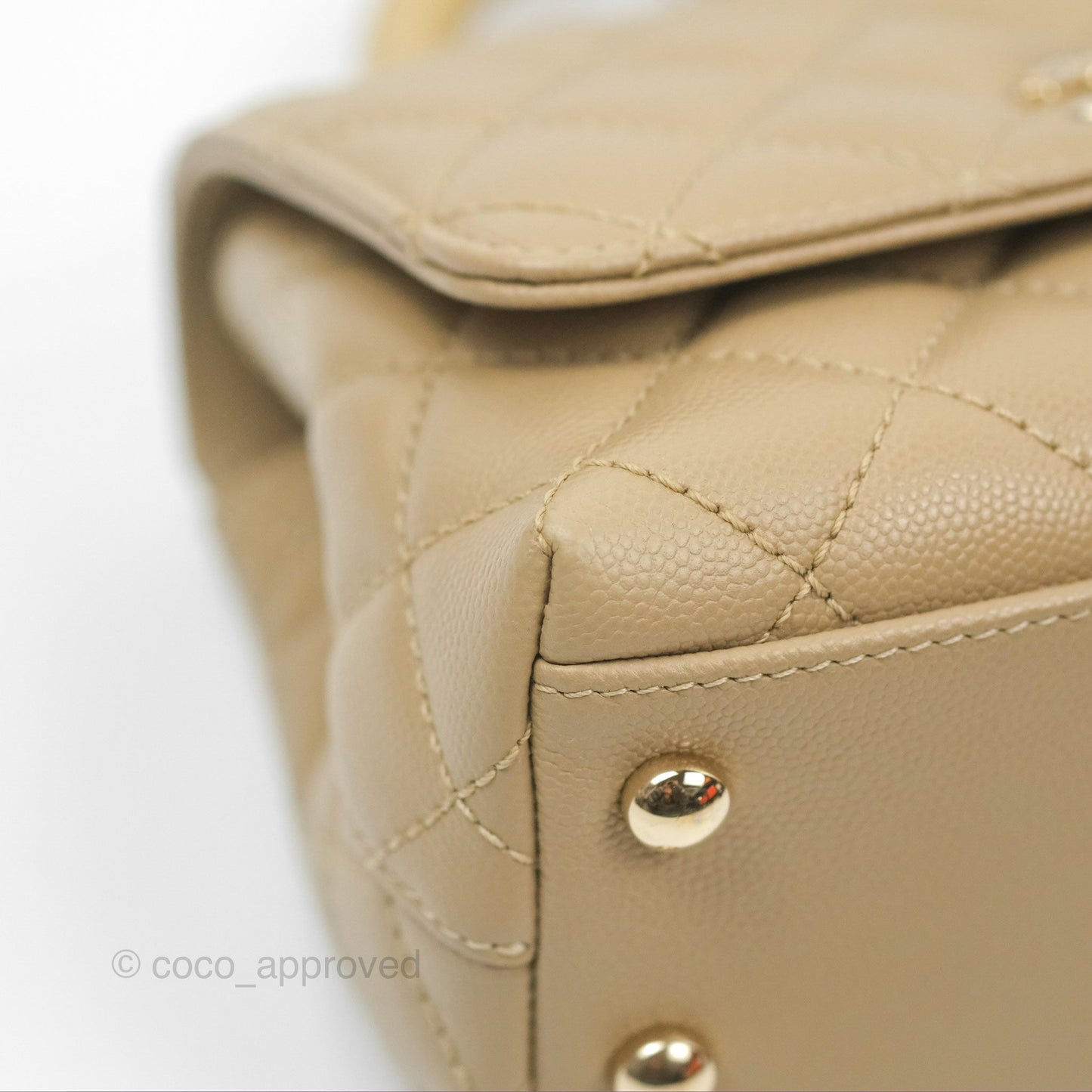 Chanel Mini Coco Handle Quilted Dark Beige Caviar Gold Hardware