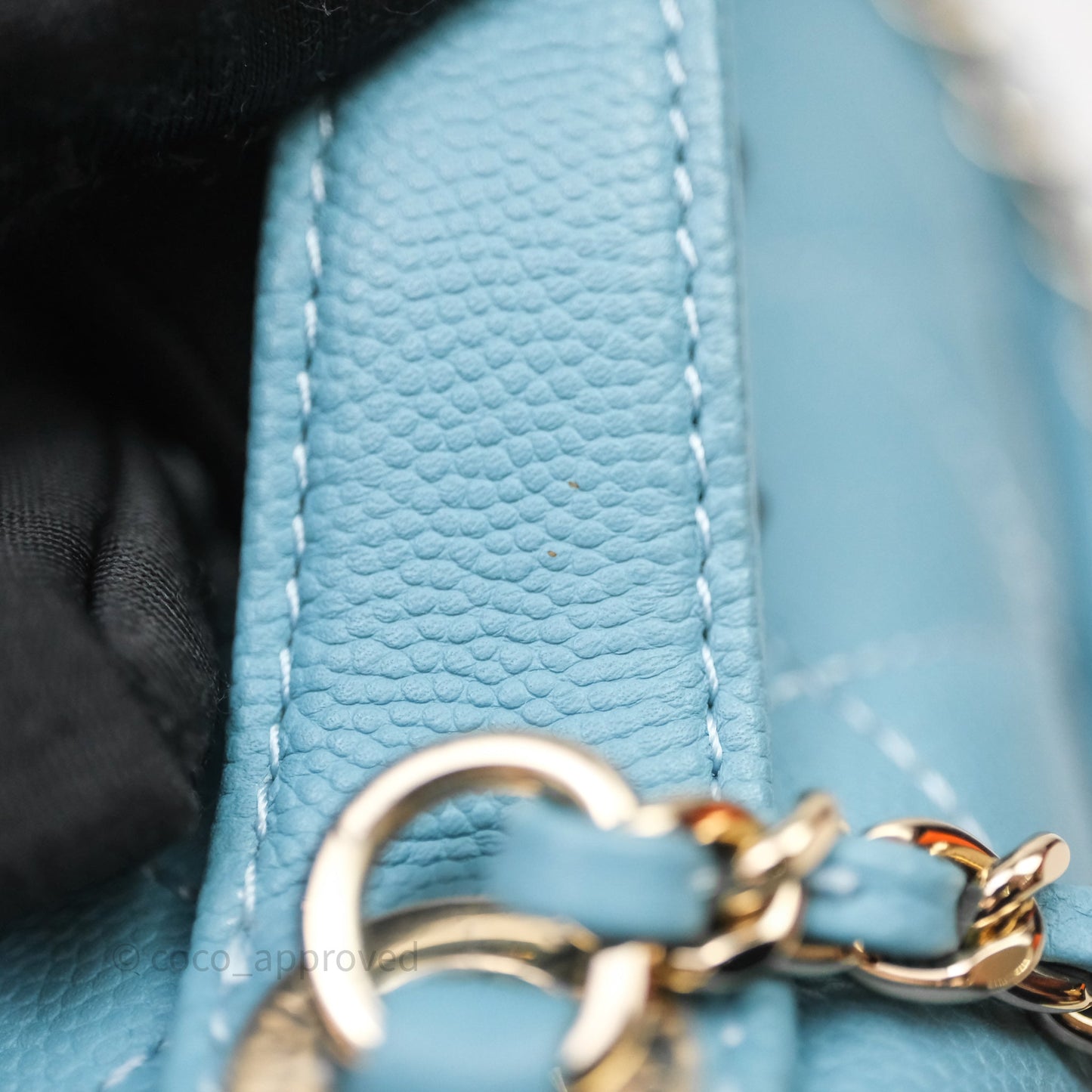 Chanel Small Quilted Business Affinity Flap Caviar Blue Gold Hardware