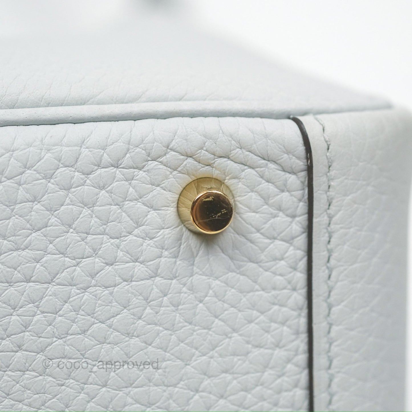 Hermès Mini Lindy 20 Bleu Pale Clemence Gold Hardware