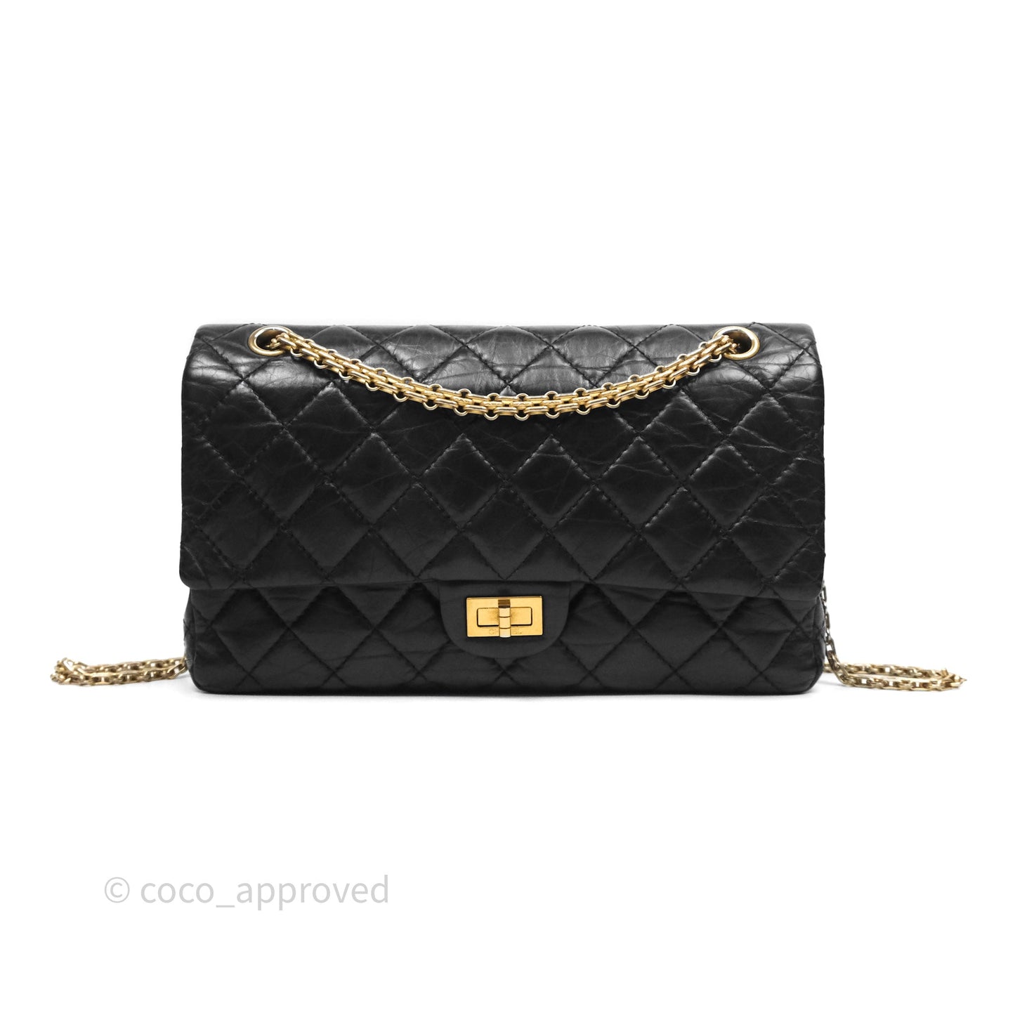 Chanel Quilted 2.55 Reissue 226 Flap Bag Black Aged Calfskin Gold Hardware