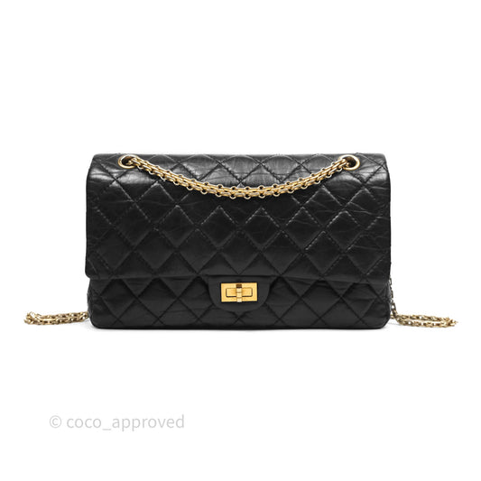 Chanel Quilted 2.55 Reissue 226 Flap Bag Black Aged Calfskin Gold Hardware