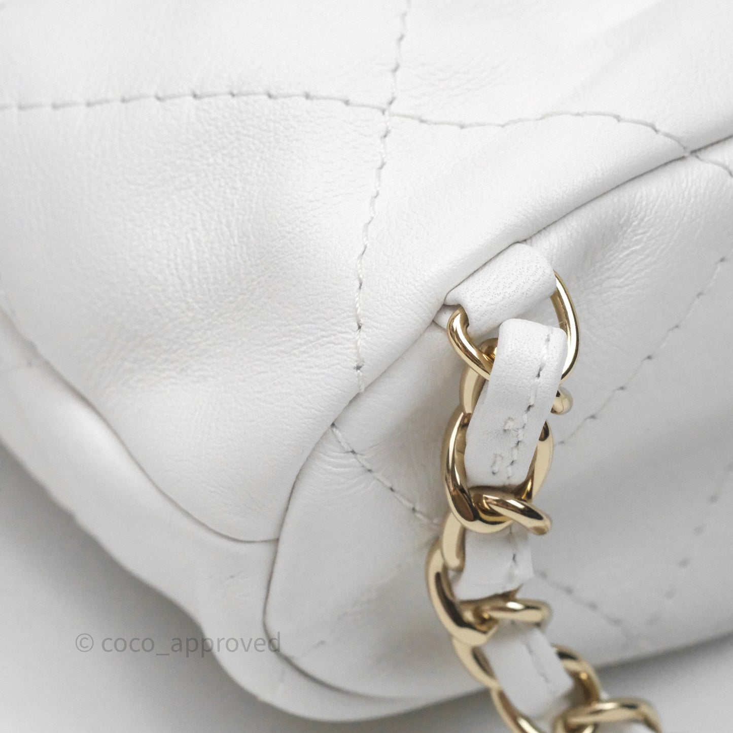 Chanel Quilted Drawstring Bucket Backpack White Calfskin Gold Hardware 24C
